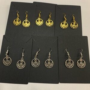 6 Pair Gold and Silver Floral Earrings